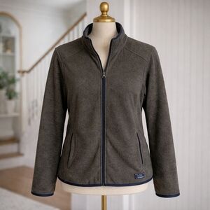 𝅺LL Bean Fleece Grey Full Zip Sweater Medium